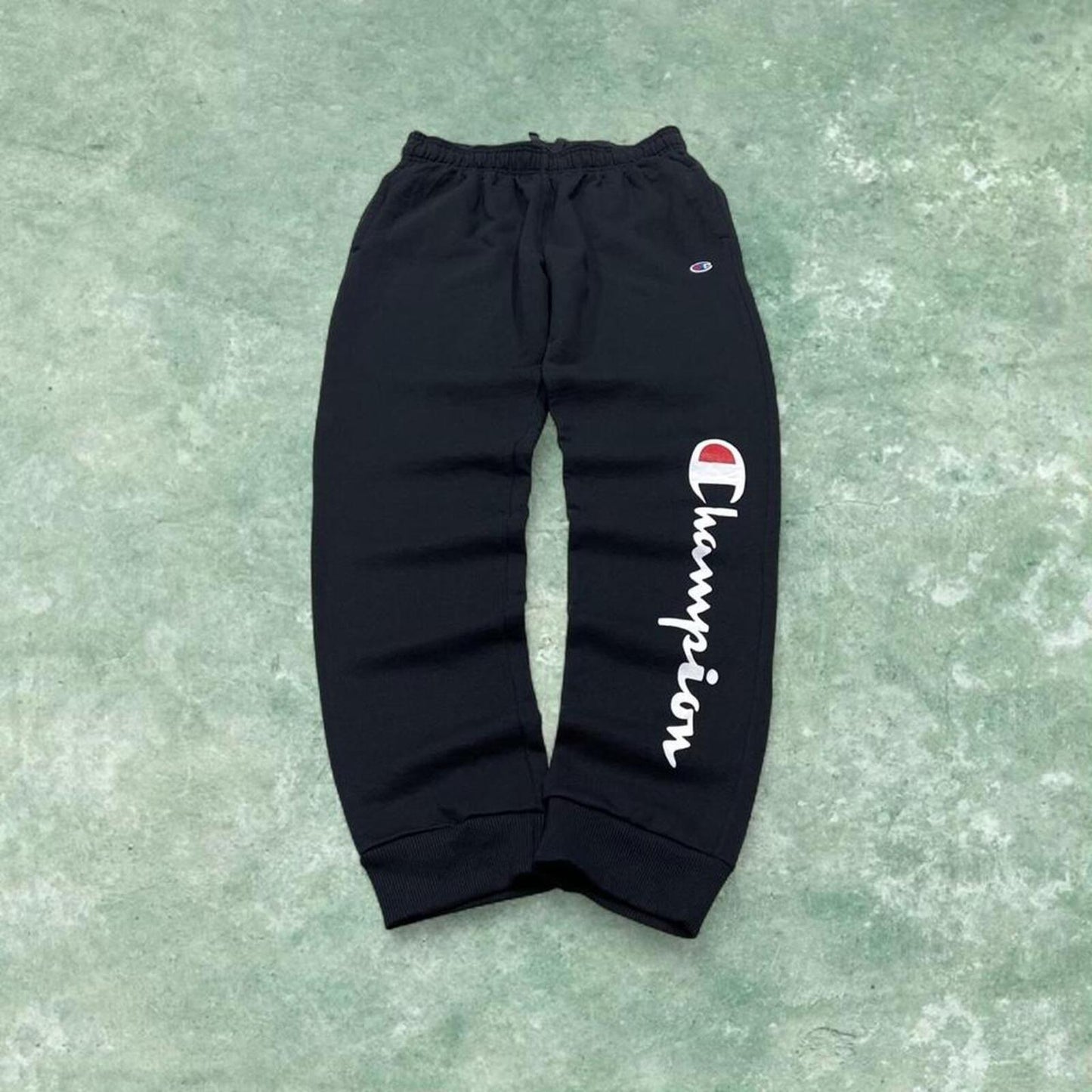 Champion sweatpants black cuffed joggers Slim print logo tracksuit bottoms