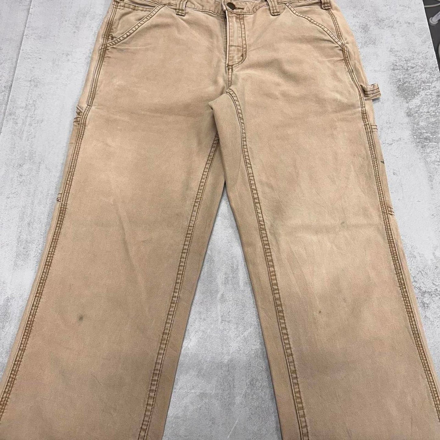Tan Carhartt carpenter pants size 8 W32L31 original fit cargo 90s style pants