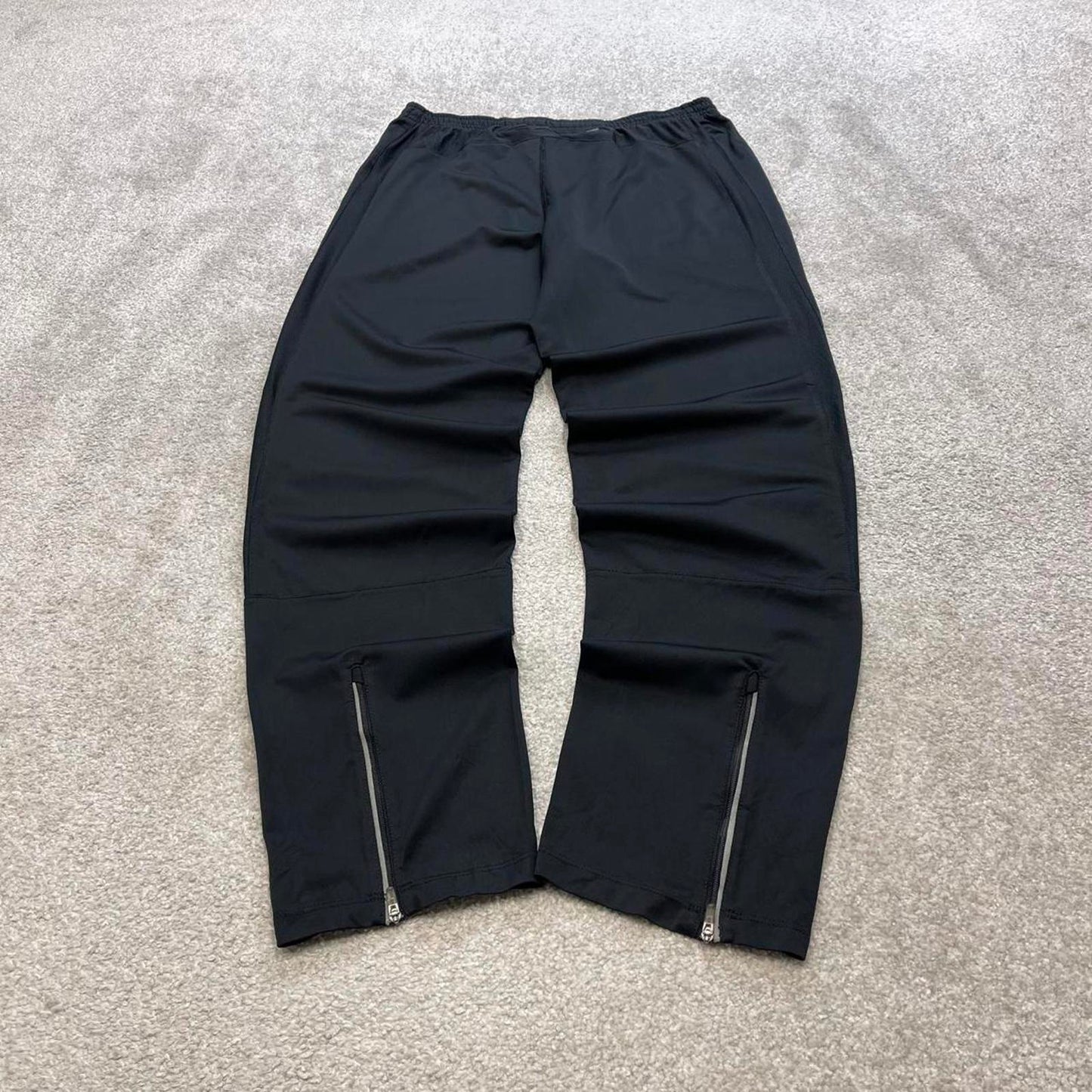 Black Nike Running trackies Medium y2k style joggers print Swoosh logo track pants