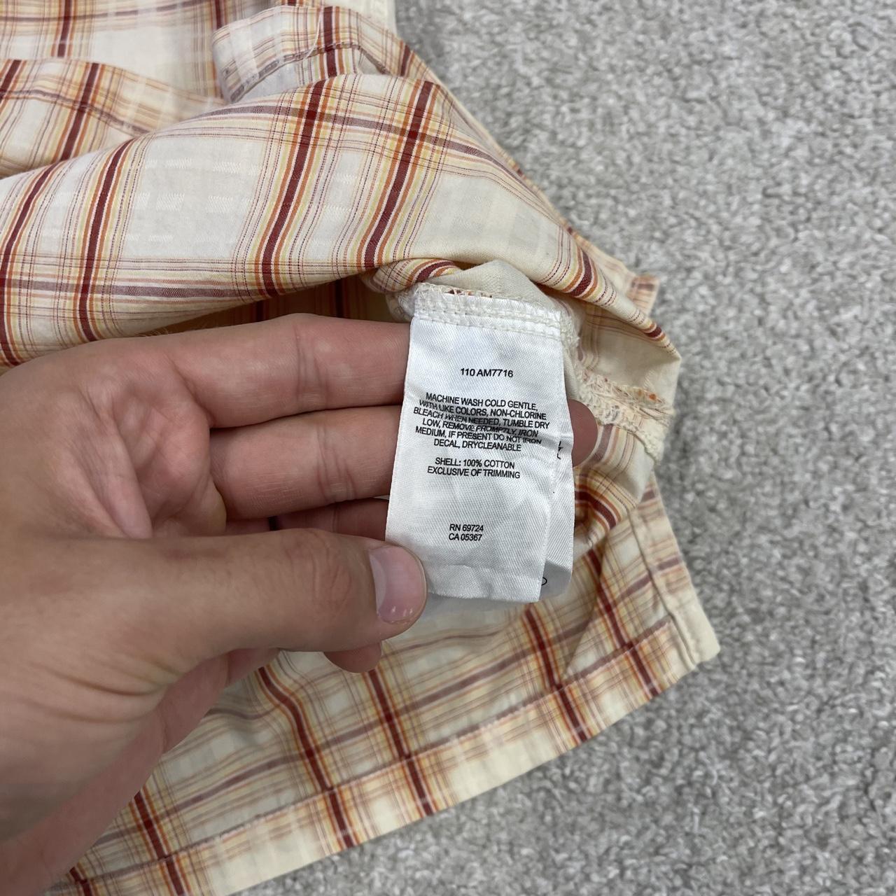 Columbia checkered short sleeve shirt y2k beige red Festival style button down summer shirt