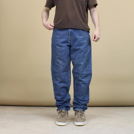 Blue Levi's 550 jeans size 12 relaxed tapered leg 90s style jeans red tab logo