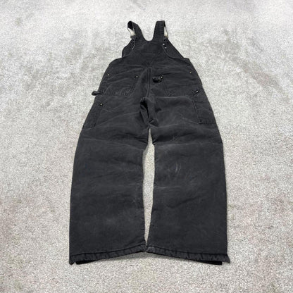 Black Carhartt dungarees W34L30 mens quilt lined canvas overalls utility worker