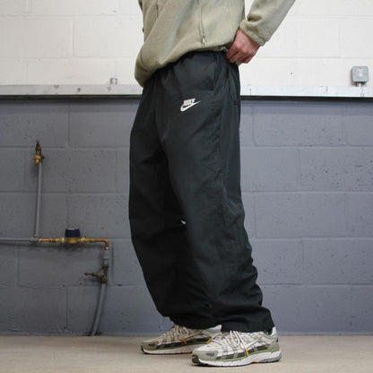 Y2k Nike tracksuit bottoms charcoal grey Loose mesh lined embroidered track pants
