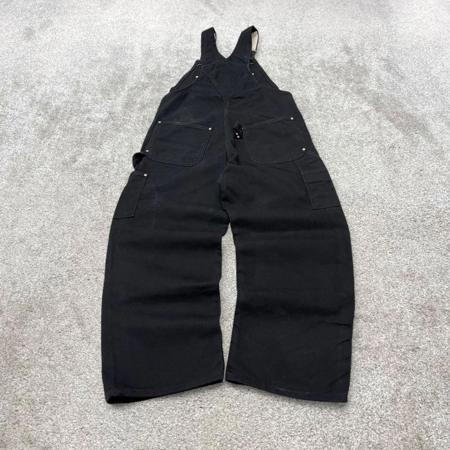 Vintage Carhartt dungarees W34L28 mens canvas overalls black utility worker skater