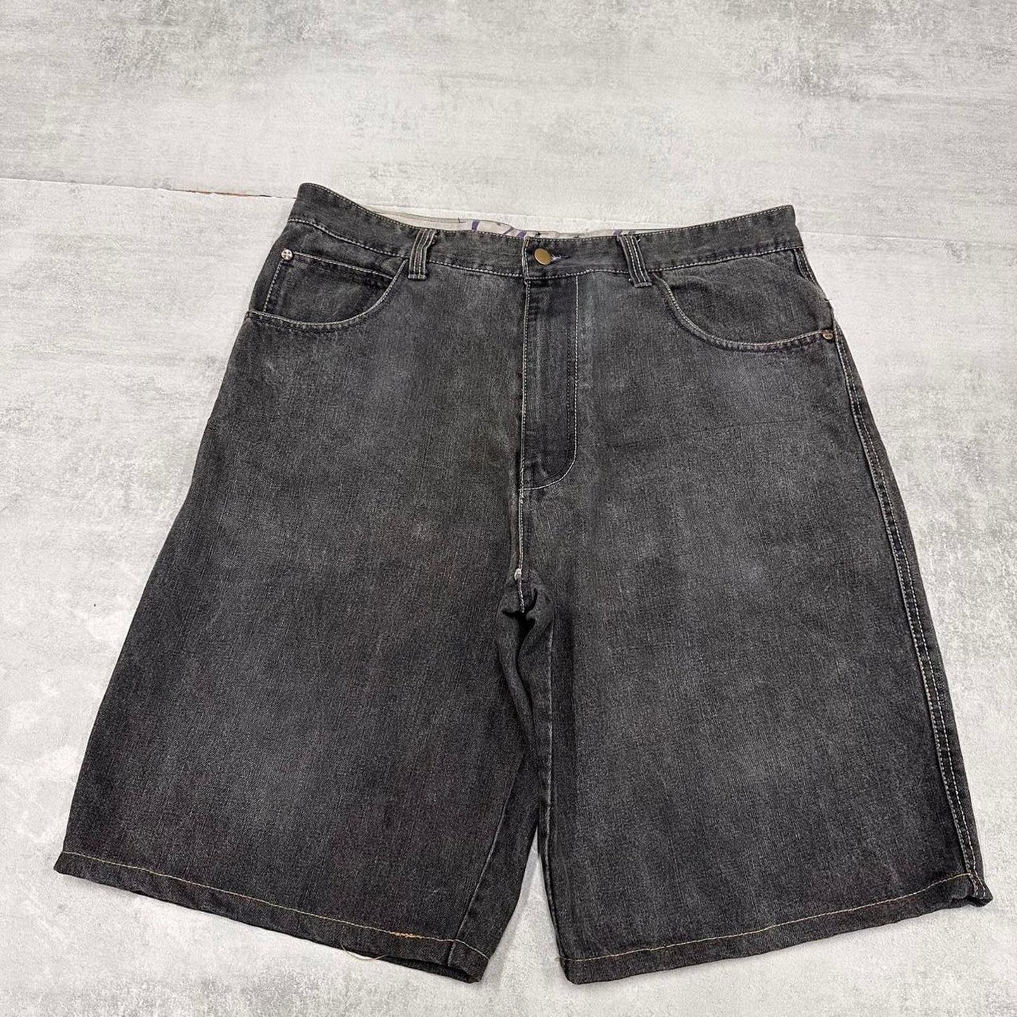 Grey Raw Blue Denim Jorts W36