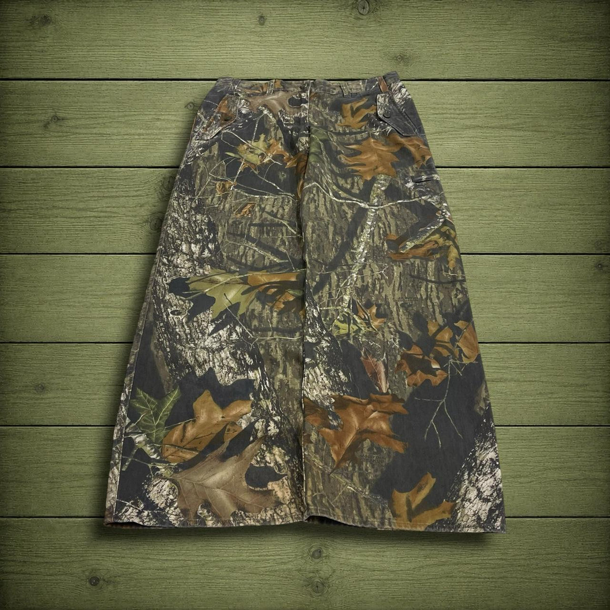 Mossy Oak baggy camo cargo pants y2k wide leg khaki Leaf camouflage utility hunting cargos