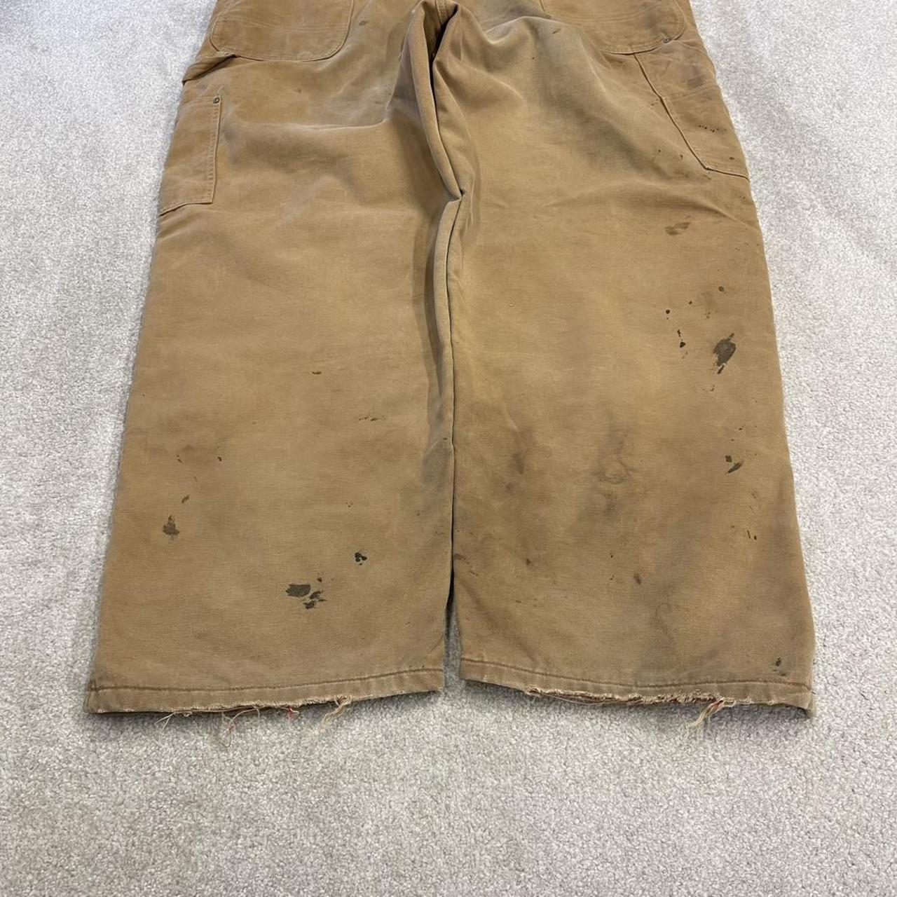 Vintage Carhartt dungarees tan brown overalls Quilted bib & brace utility workwear