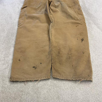 Vintage Carhartt dungarees tan brown overalls Quilted bib & brace utility workwear