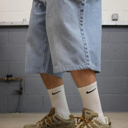 Carhartt denim shorts y2k faded blue Loose skater style work jorts