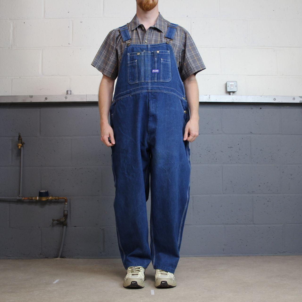 Vintage denim dungarees 00s big smith overalls blue Patch logo and adjustable straps