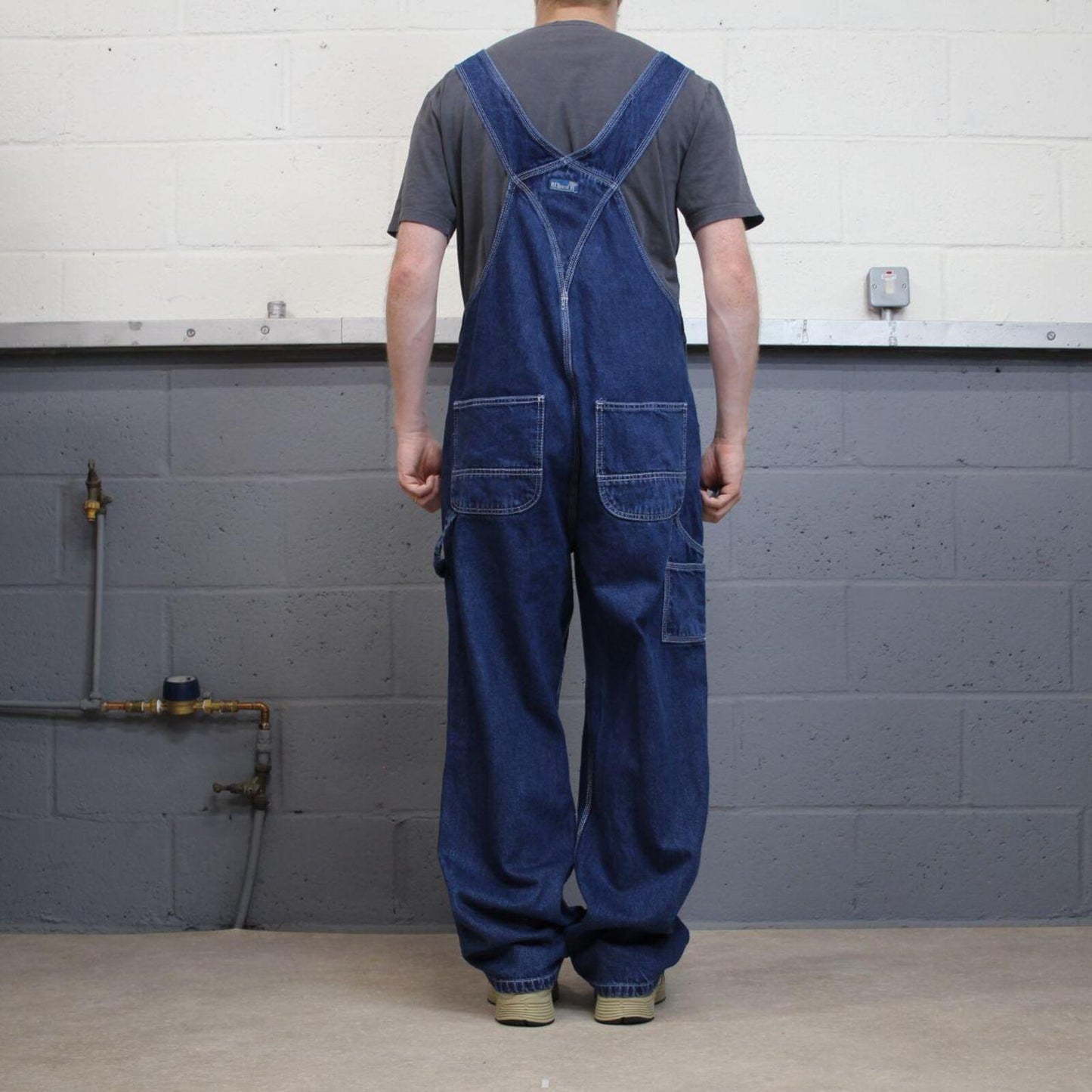 Baggy denim dungarees RK Brand blue Vintage farmer bib & brace utility overalls