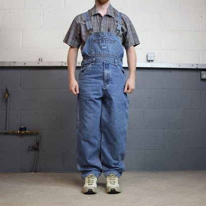 PACO baggy dungarees y2k blue denim overalls Vintage workwear bib & brace utility