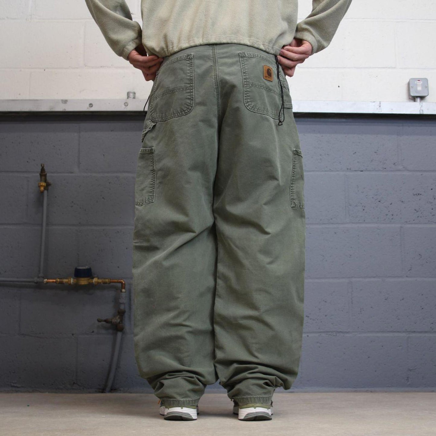 Y2K baggy Carhartt carpenter jeans green Loose leg canvasy skate style workwear cargo pants
