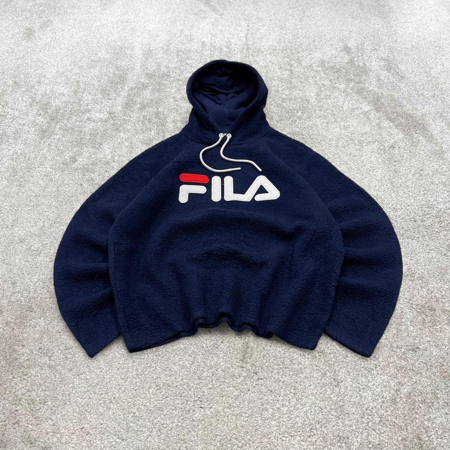 00s Fila teddy bear fleece technical XXL Women's navy pullover y2k style deep pile autumn