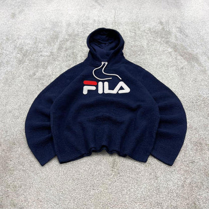 00s Fila teddy bear fleece technical XXL Women's navy pullover y2k style deep pile autumn