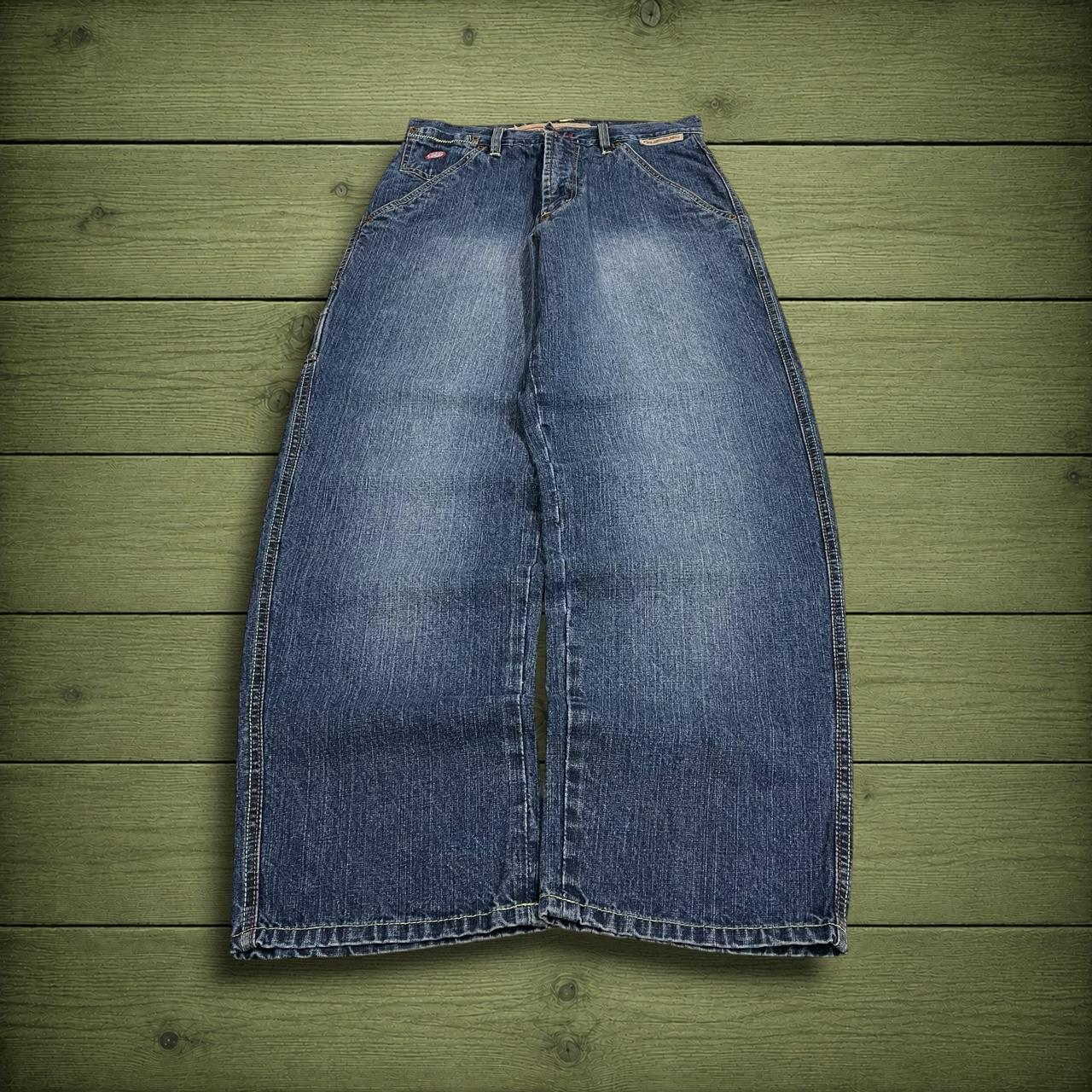 Y2K baggy embroidered jeans wide leg blue denim DrunkNMonkey loose carpenter jeans