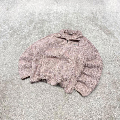 00s Columbia technical fleece M women's pink full zip up teddy bear y2k style autumn
