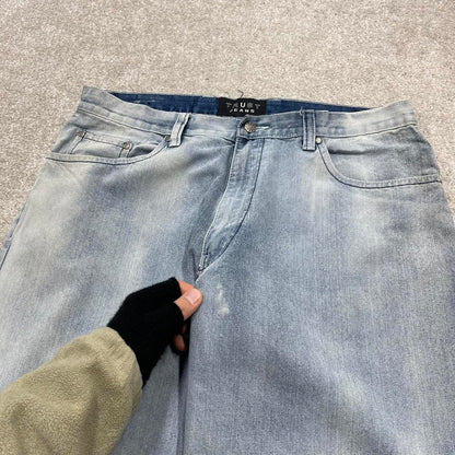 Y2k baggy jeans skater style W38L30 loose 00s Trust Jeans 5 pocket faded denim casual autumn