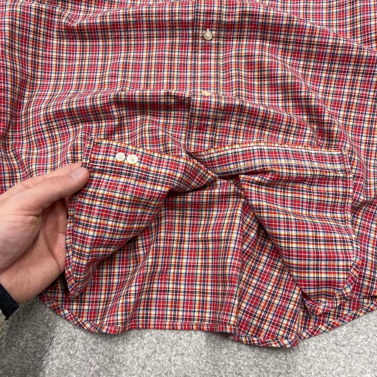 Y2K CHAPS checkered plaid shirt red Long sleeve check button down