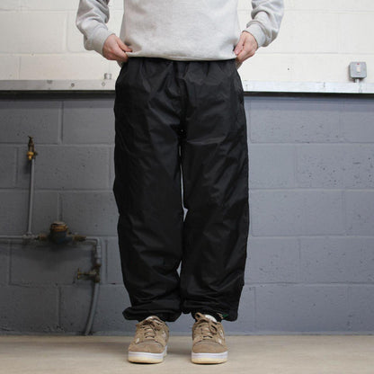 Baggy Adidas Trackies L black y2k 00s style loose mesh lined wide leg joggers embroidered logo