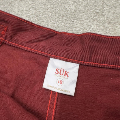 Extra baggy carpenter jeans wide leg y2k W36L29 red Loose fit skater style work cargos