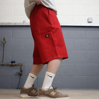 Dickies baggy carpenter shorts red twill chino long skater style festival shorts