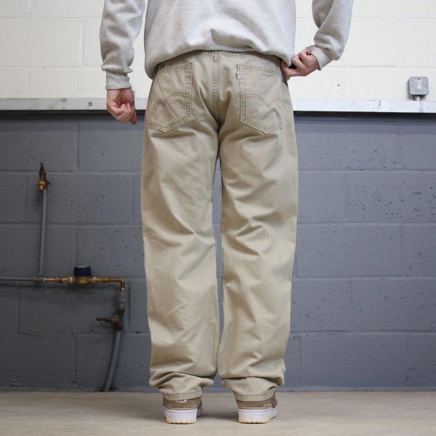 Levis 505 jeans straight leg W36L32 beige loose y2k style pants red tab logo