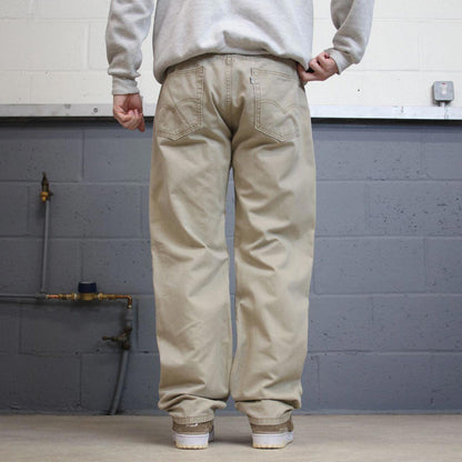 Levis 505 jeans straight leg W36L32 beige loose y2k style pants red tab logo