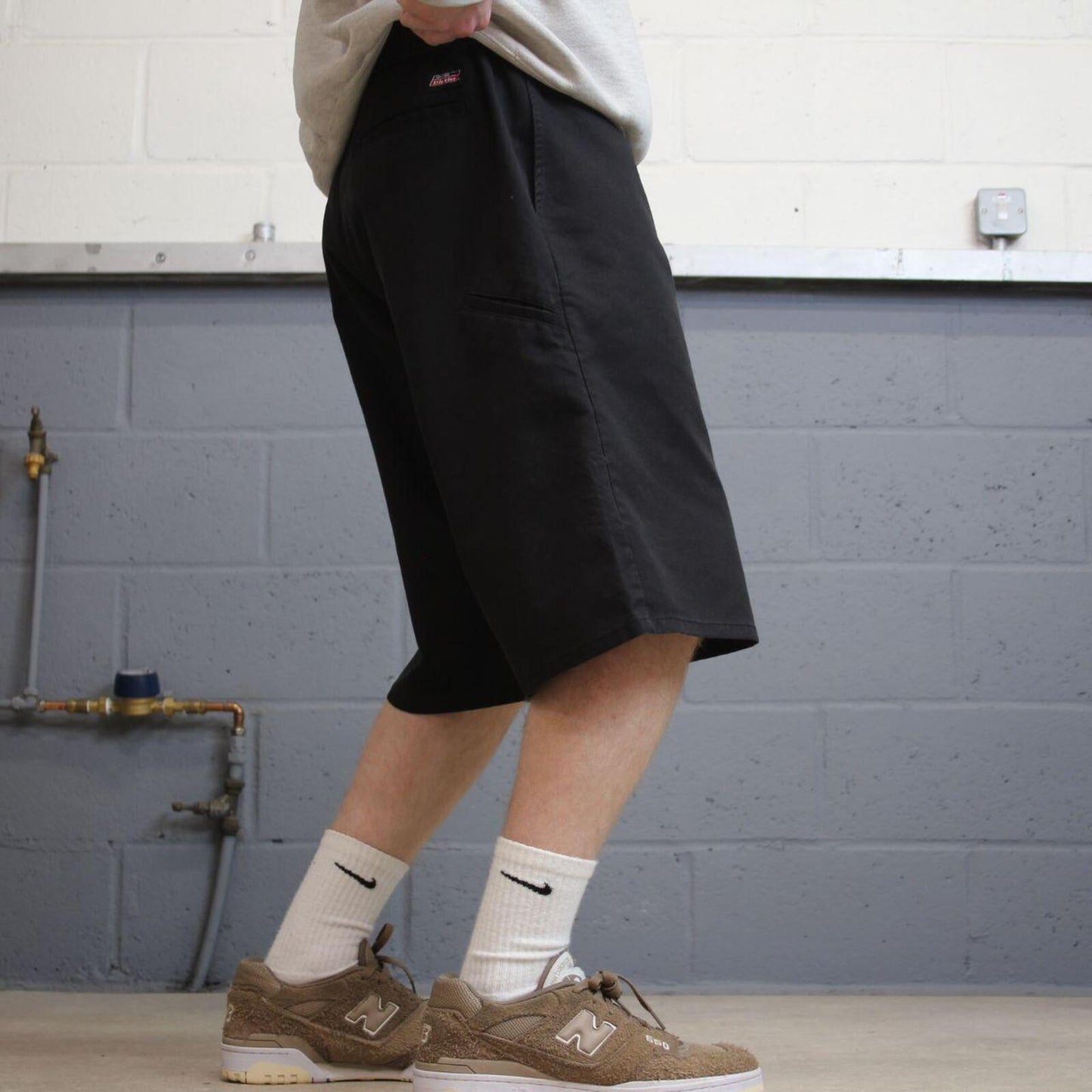 Baggy Dickies carpenter shorts loose fit black Twill chino skater style shorts wide long leg