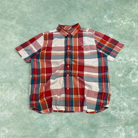 North Face checkered short sleeve shirt TNF festival style button down summer shirt