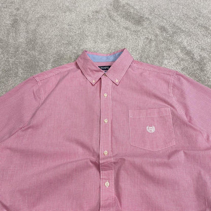 CHAPS checkered short sleeve shirt pink Surf style check shirt summer festival