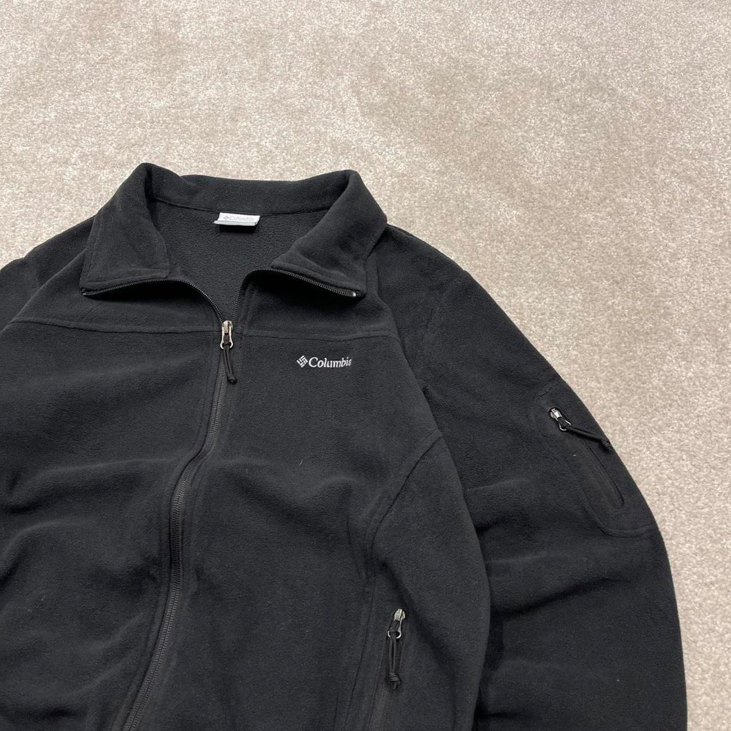 00s Columbia technical fleece XL women's black y2k style full zip up autumn casual