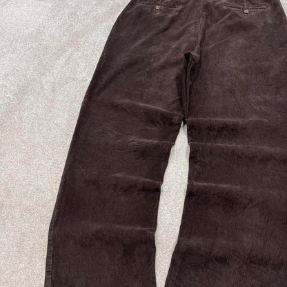 Brown Haggar corduroy trousers W38L32 baggy jumbo cord pants 90s skate style