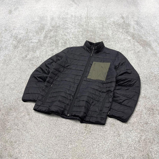 00s Quiksilver technical puffer jacket S men's black y2k style lightweight Packable Stowable coat