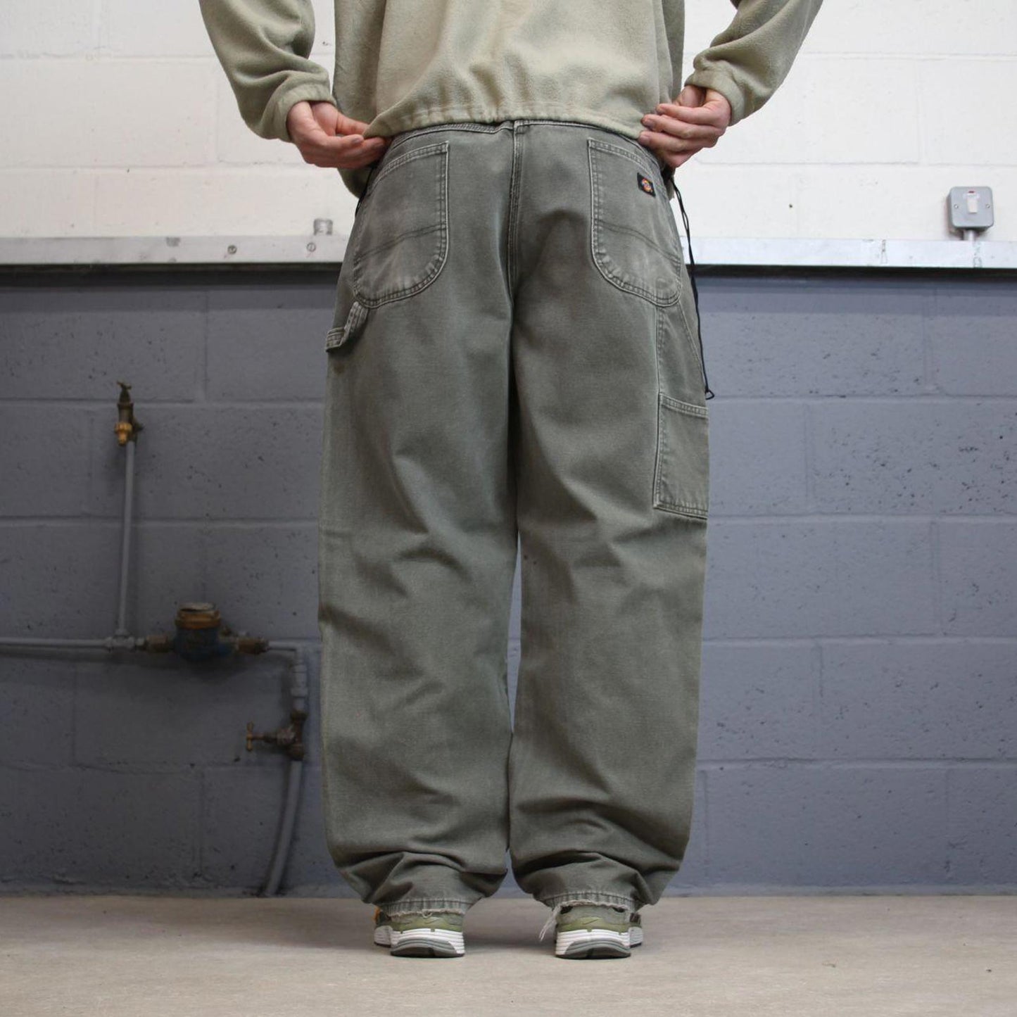 Baggy Dickies carpenter jeans skater workwear W40L32 Green canvas cargos 90s style pants streetwear