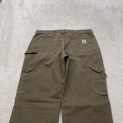 Y2k Carhartt cargo work pants Khaki green Loose skater style double knee carpenter trousers