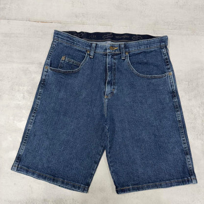 Mens Wrangler jorts W34 blue loose denim skater style shorts