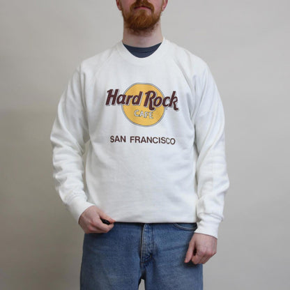Y2K Hard Rock Cafe sweatshirt L White Pullover jumper print logo