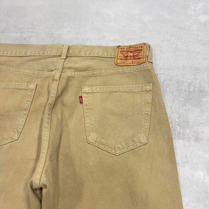 Mens Levis jeans W36 L29 loose relaxed khaki beige relaxed 90s style jeans red tab logo