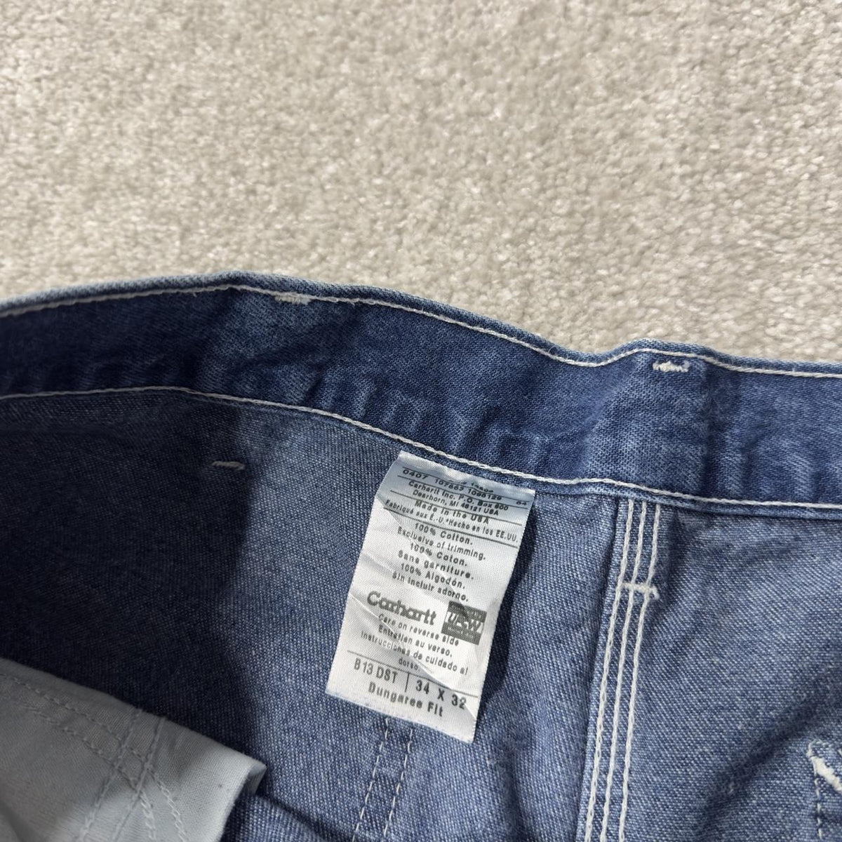 Baggy Carhartt carpenter jeans y2k W34L32 blue skater style workwear utility denim cargos