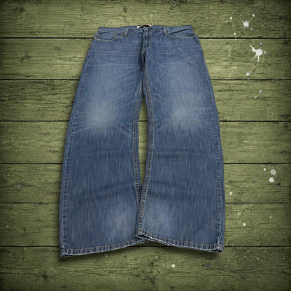 Y2K Levi’s 505 jeans W38L34 blue 100% cotton straight fit 5 pocket belt loops red tab logo