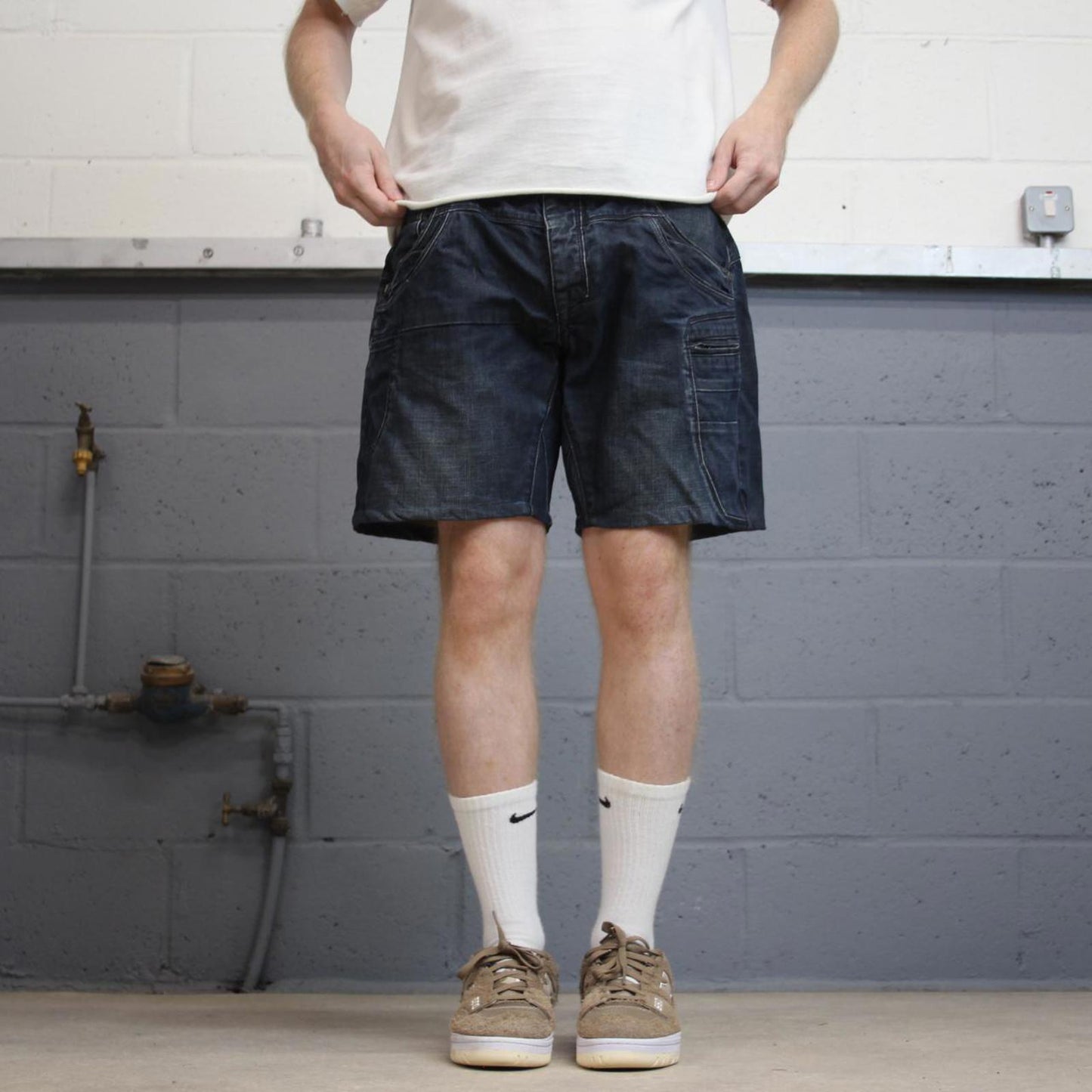 Blue Police cargo jorts W36