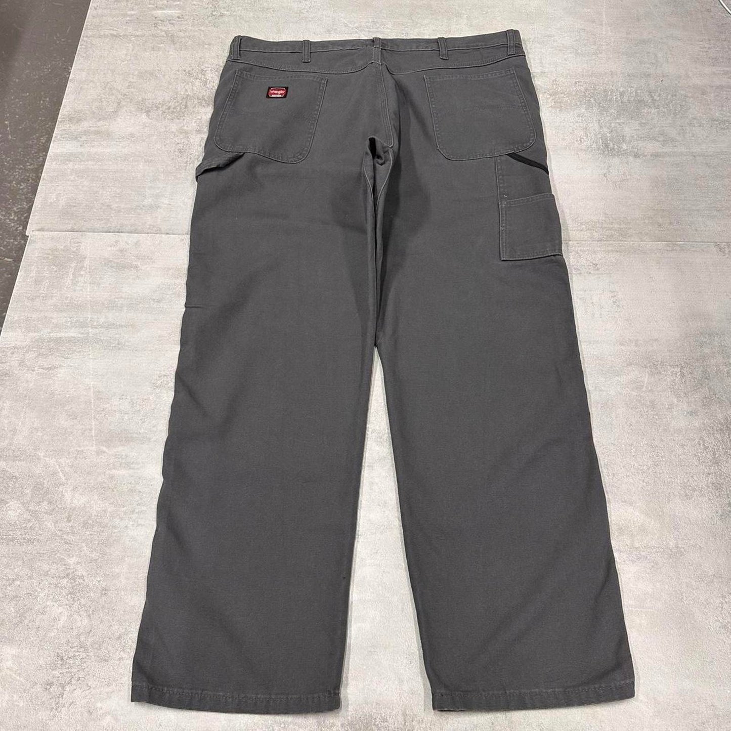 Grey Wrangler carpenter jeans W40 L30 Grey baggy skater cargo trousers patch logo