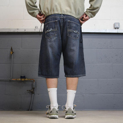 Vintage Y2k denim shorts skater style blue Agile long loose leg denim summer festival jorts