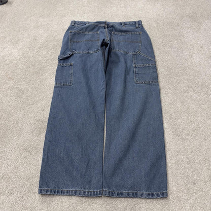 Y2K baggy carpenter jeans W34L30 blue denim Full blue loose straight leg utility workwear