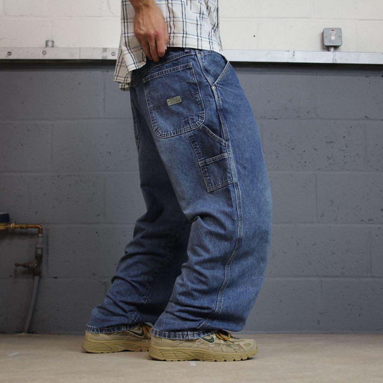 Wrangler wide leg baggy cargo jeans y2k blue denim Loose fit skater 2000s style carpenter pants