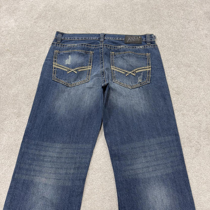 Y2K embroidered jeans 2000s style blue denim Relaxed straight leg TK Axel skater style pants