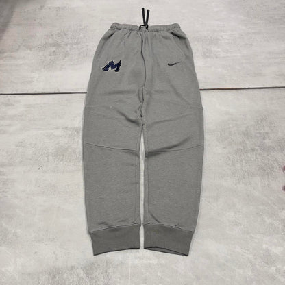 Grey Nike Trackies S y2k sportswear track pants print logo embroidered design