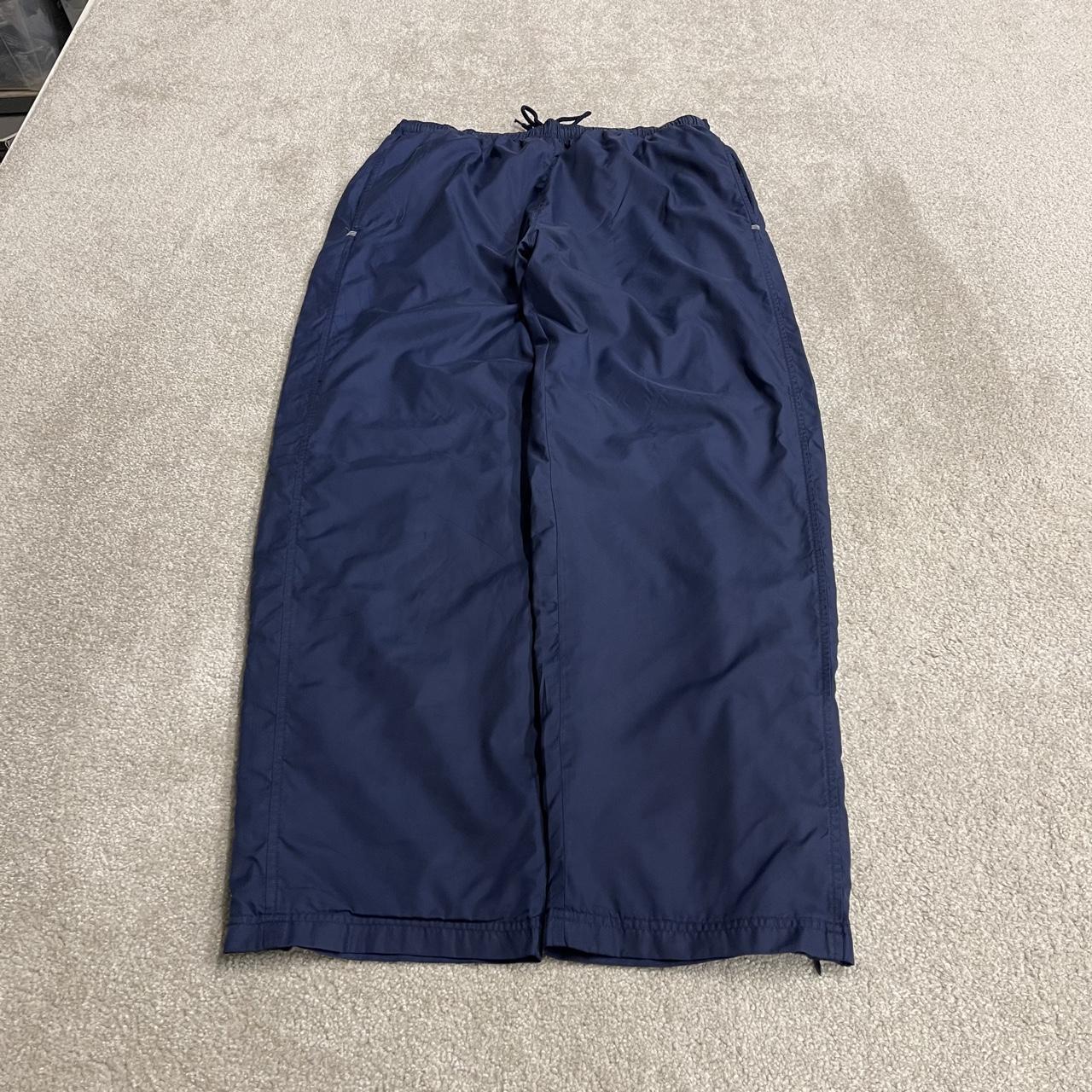 Y2K baggy Adidas tracksuit bottoms navy L y2k embroidered logo lined track pants