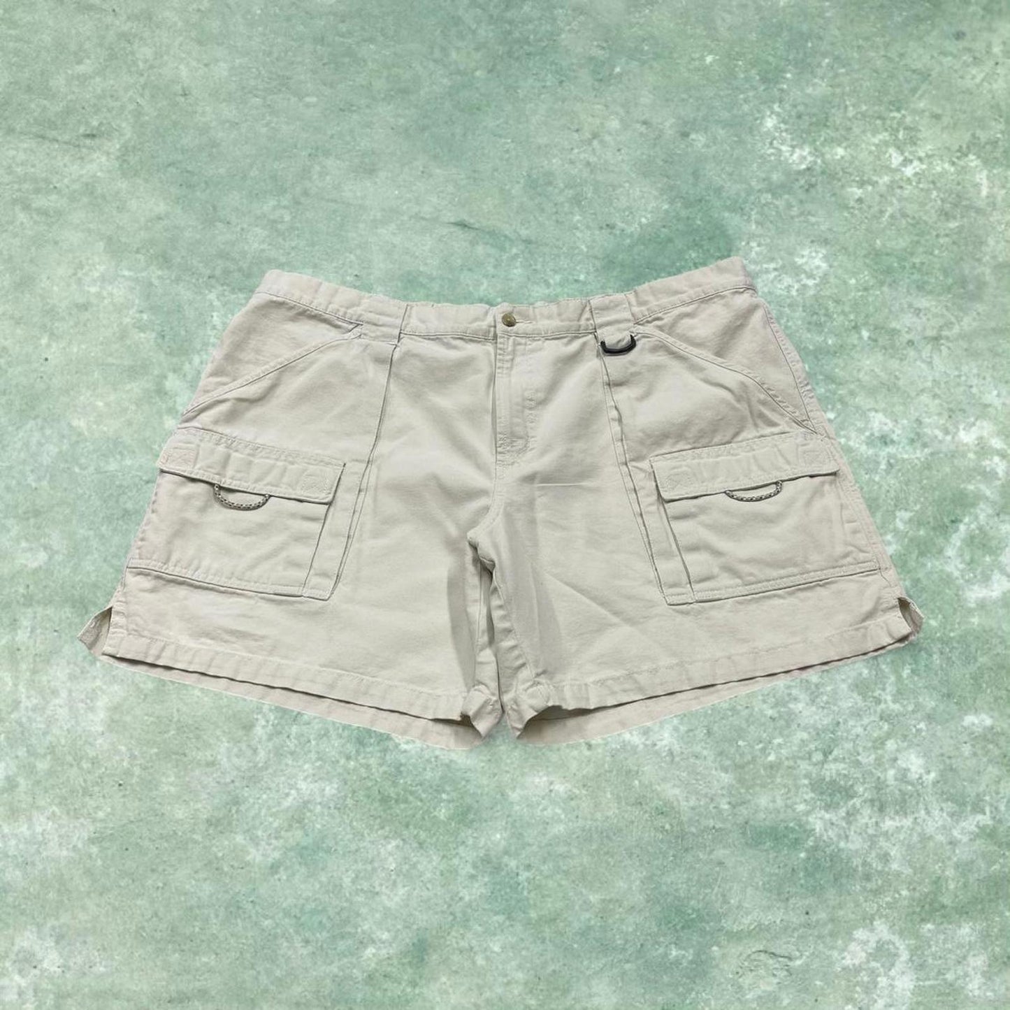 Y2k loose Columbia cargo shorts technical style cream Loose summer festival shorts